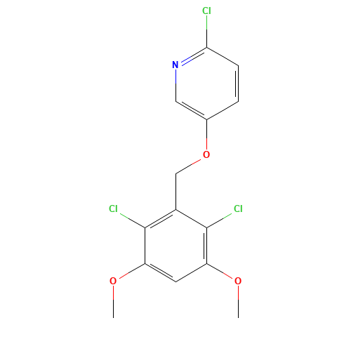 2-chloro-5-[(2,6-dichloro-3,5-dimethoxyphenyl)methoxy]pyridine (CAS: 1453211-74-9) - Chemical Structure and Molecular Formula 