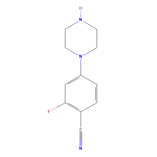 2-fluoro-4-piperazin-1-ylbenzonitrile (CAS: 204192-45-0) - Chemical Structure and Molecular Formula 