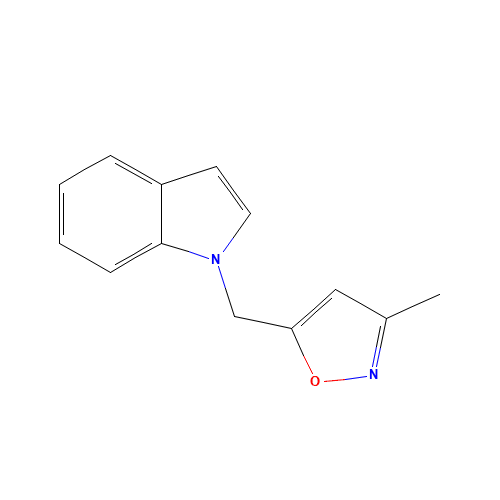 5-(indol-1-ylmethyl)-3-methyl-1,2-oxazole (CAS: 528593-71-7) - Chemical Structure and Molecular Formula 