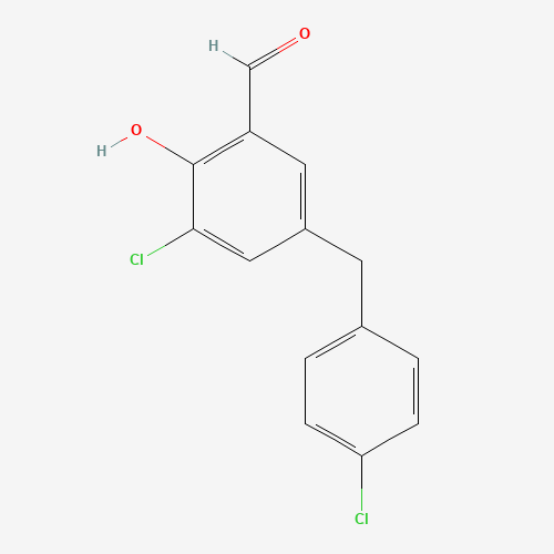 3-chloro-5-[(4-chlorophenyl)methyl]-2-hydroxybenzaldehyde (CAS: 91512-23-1) - Chemical Structure and Molecular Formula 