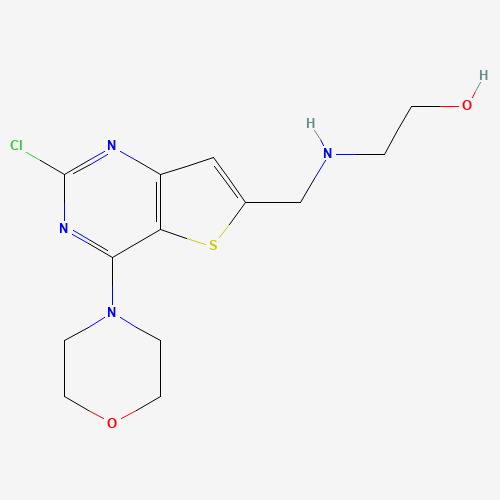 2-[(2-chloro-4-morpholin-4-ylthieno[3,2-d]pyrimidin-6-yl)methylamino]ethanol (CAS: 1235450-59-5) - Chemical Structure and Molecular Formula 