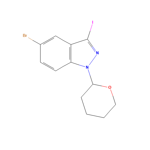5-bromo-3-iodo-1-(oxan-2-yl)indazole (CAS: 1380917-35-0) - Chemical Structure and Molecular Formula 