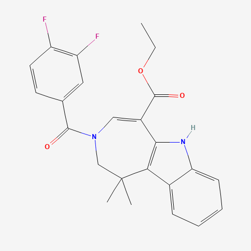 ethyl 3-(3,4-difluorobenzoyl)-1,1-dimethyl-2,6-dihydroazepino[4,5-b]indole-5-carboxylate (CAS: 629662-23-3) - Chemical Structure and Molecular Formula 