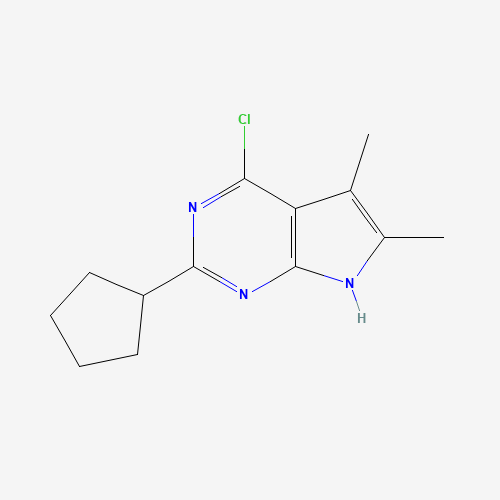 4-chloro-2-cyclopentyl-5,6-dimethyl-7H-pyrrolo[2,3-d]pyrimidine (CAS: 251947-13-4) - Chemical Structure and Molecular Formula 