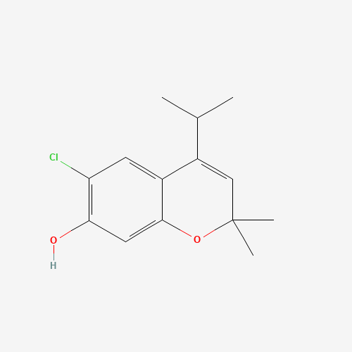 6-chloro-2,2-dimethyl-4-propan-2-ylchromen-7-ol (CAS: 653563-89-4) - Chemical Structure and Molecular Formula 
