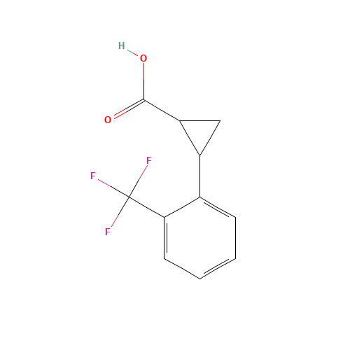 2-[2-(trifluoromethyl)phenyl]cyclopropane-1-carboxylic acid (CAS: 1187933-13-6) - Chemical Structure and Molecular Formula 