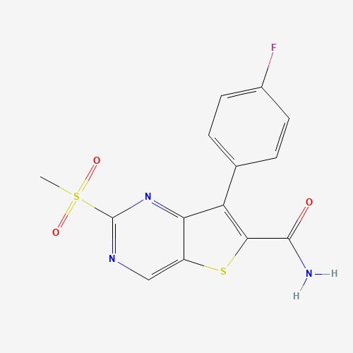 7-(4-fluorophenyl)-2-methylsulfonylthieno[3,2-d]pyrimidine-6-carboxamide (CAS: 1462949-98-9) - Chemical Structure and Molecular Formula 