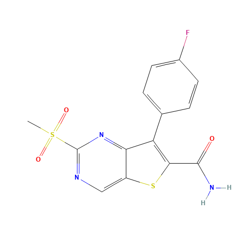 7-(4-fluorophenyl)-2-methylsulfonylthieno[3,2-d]pyrimidine-6-carboxamide (CAS: 1462949-98-9) - Related Chemical Product