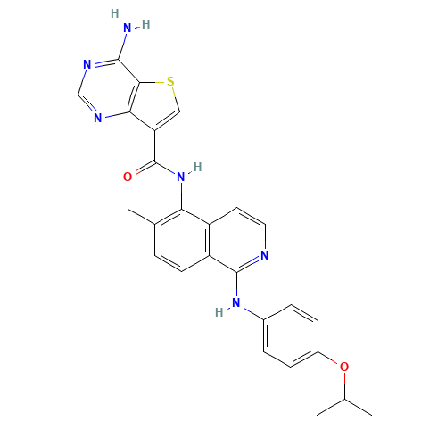 4-amino-N-[6-methyl-1-(4-propan-2-yloxyanilino)isoquinolin-5-yl]thieno[3,2-d]pyrimidine-7-carboxamide (CAS: 1446111-58-5) - Related Chemical Product