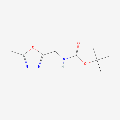 tert-butyl N-[(5-methyl-1,3,4-oxadiazol-2-yl)methyl]carbamate (CAS: 1053656-43-1) - Chemical Structure and Molecular Formula 