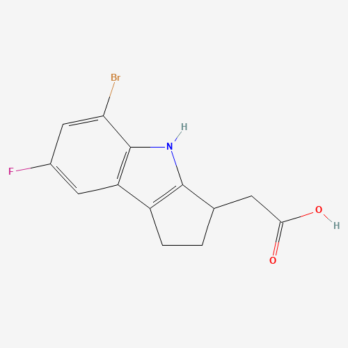2-(5-bromo-7-fluoro-1,2,3,4-tetrahydrocyclopenta[b]indol-3-yl)acetic acid (CAS: 393509-23-4) - Chemical Structure and Molecular Formula 