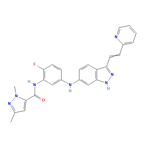 N-[2-fluoro-5-[[3-(2-pyridin-2-ylethenyl)-1H-indazol-6-yl]amino]phenyl]-2,5-dimethylpyrazole-3-carboxamide (CAS: 913966-92-4) - Related Chemical Product