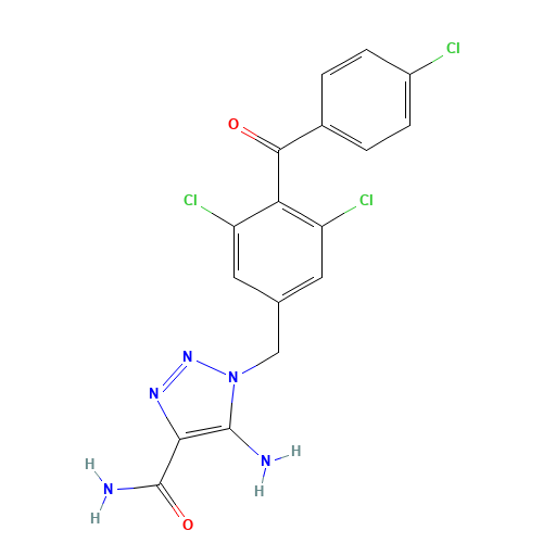 5-amino-1-[[3,5-dichloro-4-(4-chlorobenzoyl)phenyl]methyl]triazole-4-carboxamide (CAS: 99519-84-3) - Chemical Structure and Molecular Formula 