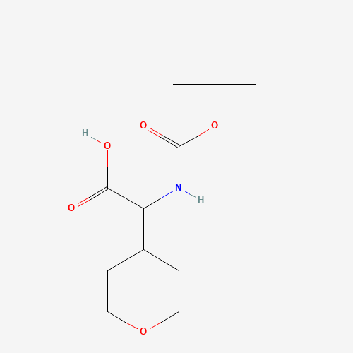 2-[(2-methylpropan-2-yl)oxycarbonylamino]-2-(oxan-4-yl)acetic acid (CAS: 182287-49-6) - Chemical Structure and Molecular Formula 
