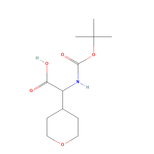2-[(2-methylpropan-2-yl)oxycarbonylamino]-2-(oxan-4-yl)acetic acid (CAS: 182287-49-6) - Chemical Structure and Molecular Formula 