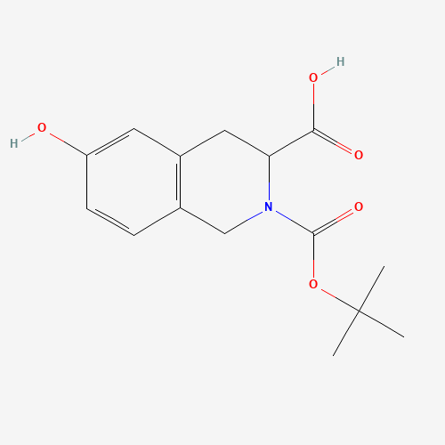 6-hydroxy-2-[(2-methylpropan-2-yl)oxycarbonyl]-3,4-dihydro-1H-isoquinoline-3-carboxylic acid (CAS: 845552-56-9) - Chemical Structure and Molecular Formula 