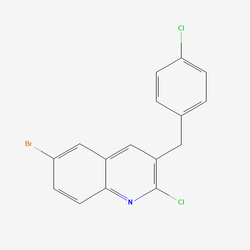 6-bromo-2-chloro-3-[(4-chlorophenyl)methyl]quinoline (CAS: 918518-99-7) - Chemical Structure and Molecular Formula 