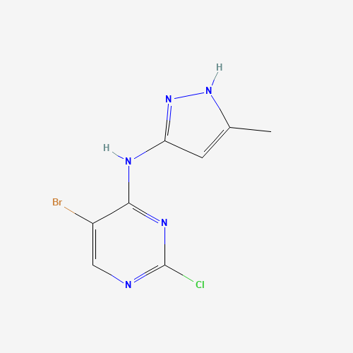 5-bromo-2-chloro-N-(5-methyl-1H-pyrazol-3-yl)pyrimidin-4-amine (CAS: 280582-79-8) - Chemical Structure and Molecular Formula 