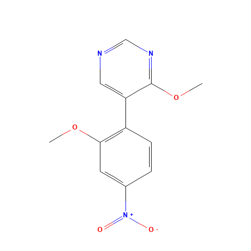4-methoxy-5-(2-methoxy-4-nitrophenyl)pyrimidine (CAS: 1357094-87-1) - Chemical Structure and Molecular Formula 