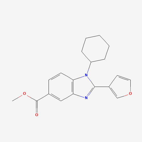 methyl 1-cyclohexyl-2-(furan-3-yl)benzimidazole-5-carboxylate (CAS: 824949-98-6) - Chemical Structure and Molecular Formula 