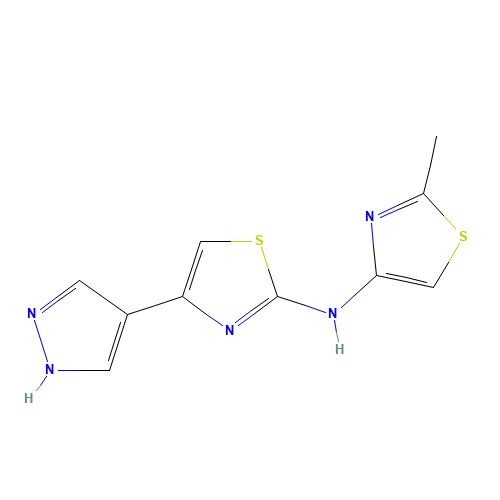 N-(2-methyl-1,3-thiazol-4-yl)-4-(1H-pyrazol-4-yl)-1,3-thiazol-2-amine (CAS: 1235313-02-6) - Chemical Structure and Molecular Formula 