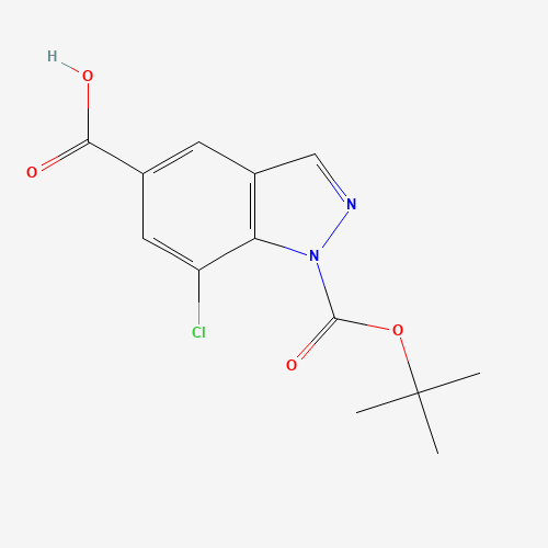 7-chloro-1-[(2-methylpropan-2-yl)oxycarbonyl]indazole-5-carboxylic acid (CAS: 1262216-05-6) - Chemical Structure and Molecular Formula 