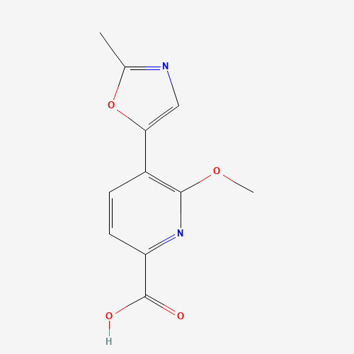 6-methoxy-5-(2-methyl-1,3-oxazol-5-yl)pyridine-2-carboxylic acid (CAS: 1363148-57-5) - Chemical Structure and Molecular Formula 