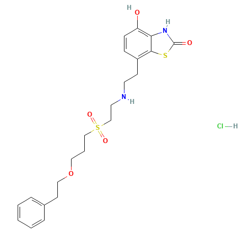 4-hydroxy-7-[2-[2-[3-(2-phenylethoxy)propylsulfonyl]ethylamino]ethyl]-3H-1,3-benzothiazol-2-one;hydrochloride (CAS: 154189-24-9) - Chemical Structure and Molecular Formula 