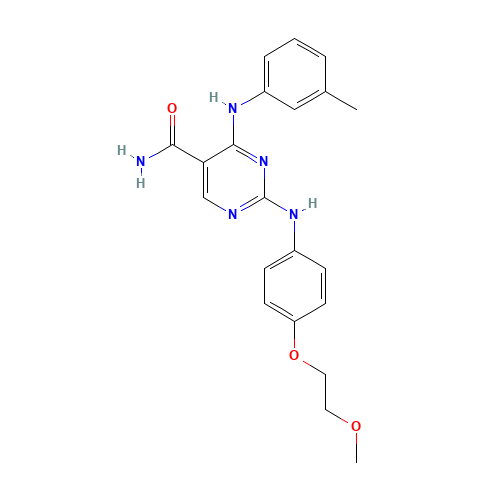 2-[4-(2-methoxyethoxy)anilino]-4-(3-methylanilino)pyrimidine-5-carboxamide (CAS: 1198301-36-8) - Related Chemical Product