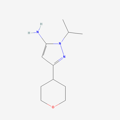 5-(oxan-4-yl)-2-propan-2-ylpyrazol-3-amine (CAS: 1462951-35-4) - Chemical Structure and Molecular Formula 