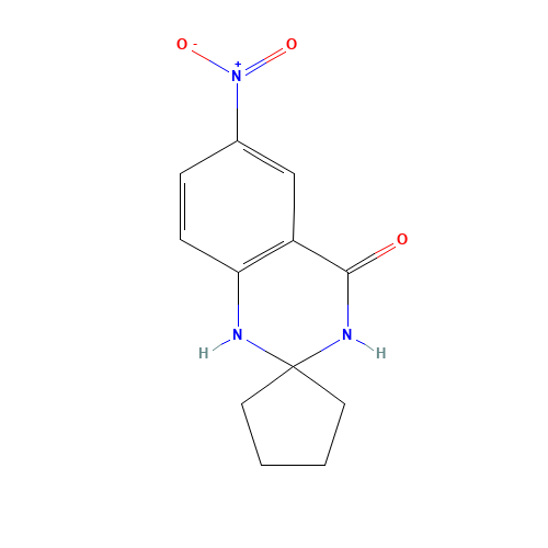 6-nitrospiro[1,3-dihydroquinazoline-2,1'-cyclopentane]-4-one (CAS: 158439-85-1) - Chemical Structure and Molecular Formula 