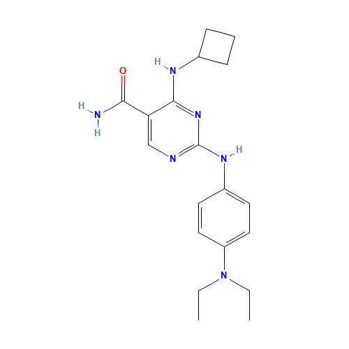 4-(cyclobutylamino)-2-[4-(diethylamino)anilino]pyrimidine-5-carboxamide (CAS: 1198301-98-2) - Chemical Structure and Molecular Formula 