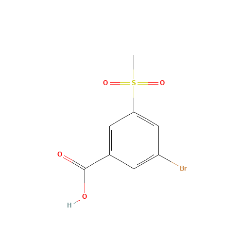 3-bromo-5-methylsulfonylbenzoic acid (CAS: 1186518-98-8) - Chemical Structure and Molecular Formula 