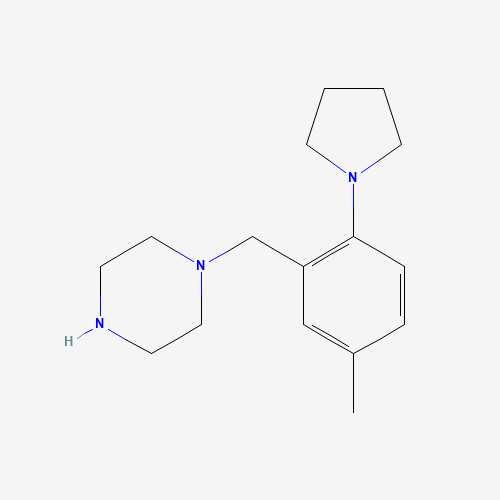 1-[(5-methyl-2-pyrrolidin-1-ylphenyl)methyl]piperazine (CAS: 1460033-56-0) - Chemical Structure and Molecular Formula 