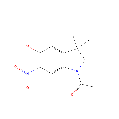 1-(5-methoxy-3,3-dimethyl-6-nitro-2H-indol-1-yl)ethanone (CAS: 1116230-47-7) - Chemical Structure and Molecular Formula 