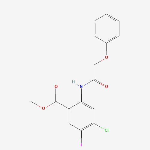methyl 4-chloro-5-iodo-2-[(2-phenoxyacetyl)amino]benzoate (CAS: 1398336-14-5) - Chemical Structure and Molecular Formula 