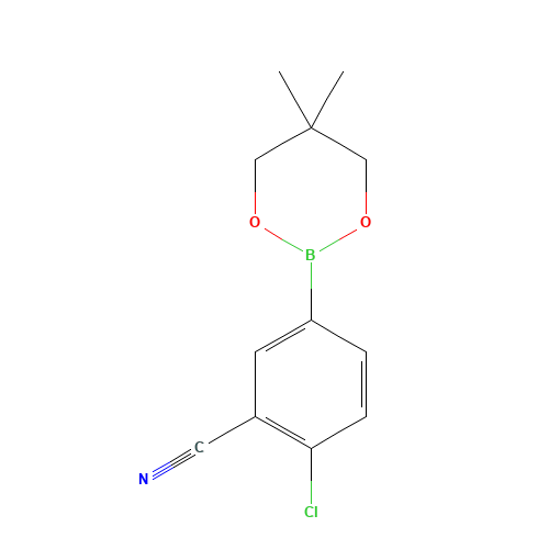 2-chloro-5-(5,5-dimethyl-1,3,2-dioxaborinan-2-yl)benzonitrile (CAS: 1310950-02-7) - Chemical Structure and Molecular Formula 