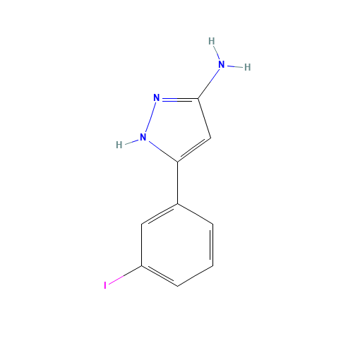 5-(3-iodophenyl)-1H-pyrazol-3-amine (CAS: 502132-87-8) - Chemical Structure and Molecular Formula 