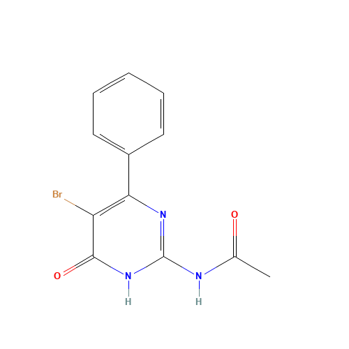 N-(5-bromo-4-oxo-6-phenyl-1H-pyrimidin-2-yl)acetamide (CAS: 74856-68-1) - Chemical Structure and Molecular Formula 