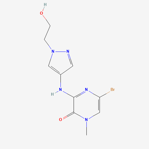 5-bromo-3-[[1-(2-hydroxyethyl)pyrazol-4-yl]amino]-1-methylpyrazin-2-one (CAS: 1346673-45-7) - Chemical Structure and Molecular Formula 