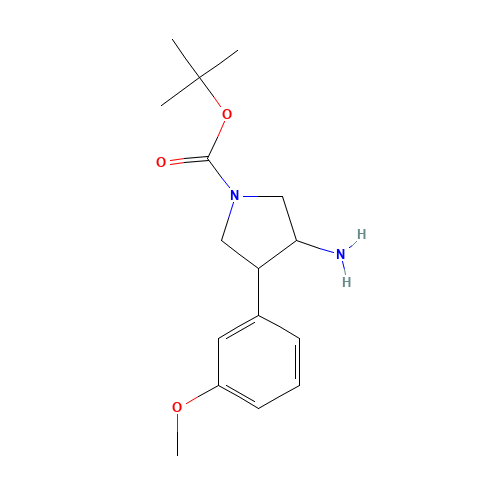 tert-butyl 3-amino-4-(3-methoxyphenyl)pyrrolidine-1-carboxylate (CAS: 1187173-47-2) - Chemical Structure and Molecular Formula 