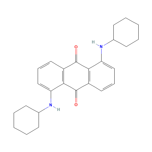 1,5-bis(cyclohexylamino)anthracene-9,10-dione (CAS: 15958-68-6) - Chemical Structure and Molecular Formula 