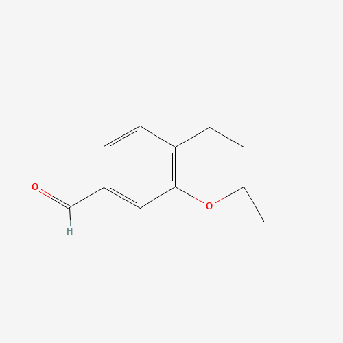 2,2-dimethyl-3,4-dihydrochromene-7-carbaldehyde (CAS: 881657-09-6) - Chemical Structure and Molecular Formula 