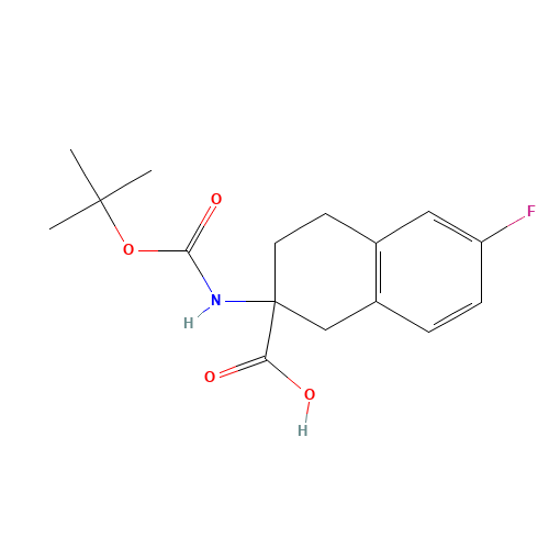6-fluoro-2-[(2-methylpropan-2-yl)oxycarbonylamino]-3,4-dihydro-1H-naphthalene-2-carboxylic acid (CAS: 885274-13-5) - Related Chemical Product