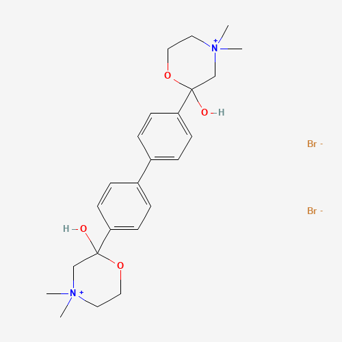 2-[4-[4-(2-hydroxy-4,4-dimethylmorpholin-4-ium-2-yl)phenyl]phenyl]-4,4-dimethylmorpholin-4-ium-2-ol;dibromide (CAS: 312-45-8) - Chemical Structure and Molecular Formula 