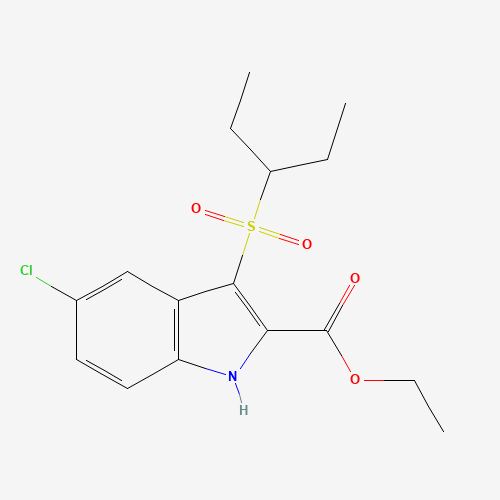 ethyl 5-chloro-3-pentan-3-ylsulfonyl-1H-indole-2-carboxylate (CAS: 1190091-77-0) - Chemical Structure and Molecular Formula 