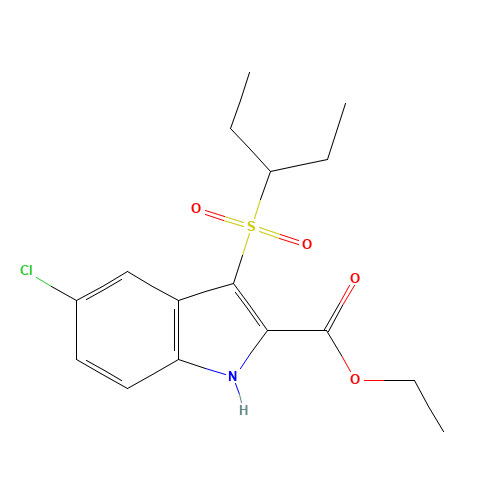 ethyl 5-chloro-3-pentan-3-ylsulfonyl-1H-indole-2-carboxylate (CAS: 1190091-77-0) - Chemical Structure and Molecular Formula 