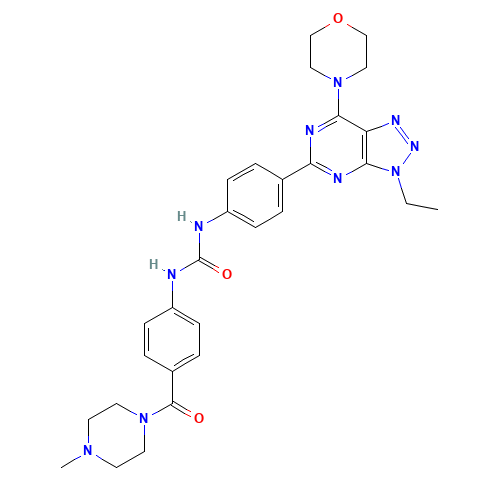 1-[4-(3-ethyl-7-morpholin-4-yltriazolo[4,5-d]pyrimidin-5-yl)phenyl]-3-[4-(4-methylpiperazine-1-carbonyl)phenyl]urea (CAS: 1173204-81-3) - Related Chemical Product