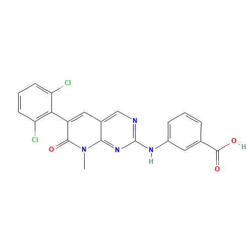 3-[[6-(2,6-dichlorophenyl)-8-methyl-7-oxopyrido[2,3-d]pyrimidin-2-yl]amino]benzoic acid (CAS: 185039-99-0) - Chemical Structure and Molecular Formula 
