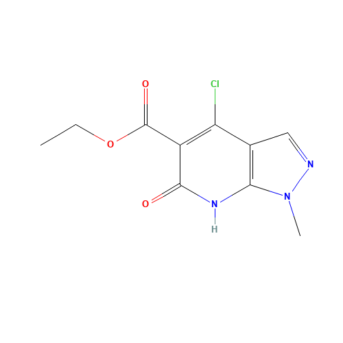 ethyl 4-chloro-1-methyl-6-oxo-2H-pyrazolo[3,4-b]pyridine-5-carboxylate (CAS: 635325-01-8) - Chemical Structure and Molecular Formula 
